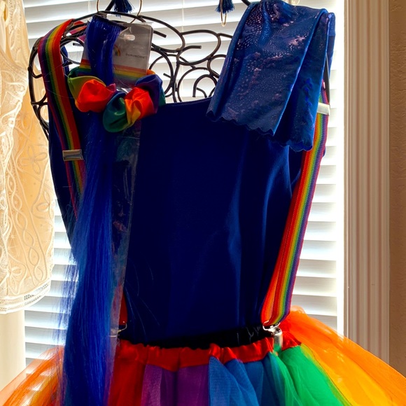 RAINBOW BALLERINA COSTUME -Adult XL/XXL. 2 tutus- black, rainbow. Extras! NWOT. - Picture 3 of 11